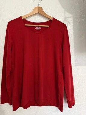 Chico's Red Long Sleeve Crew Neck Top